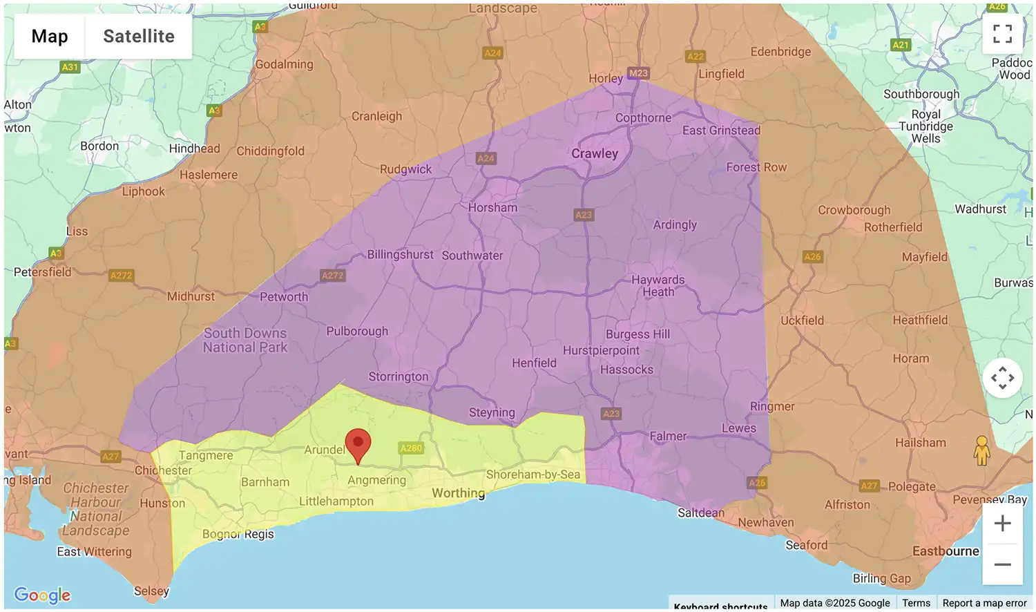 Gas Bottles Billingshurst delivery zone map - click to see on BBQ Gas Bottles